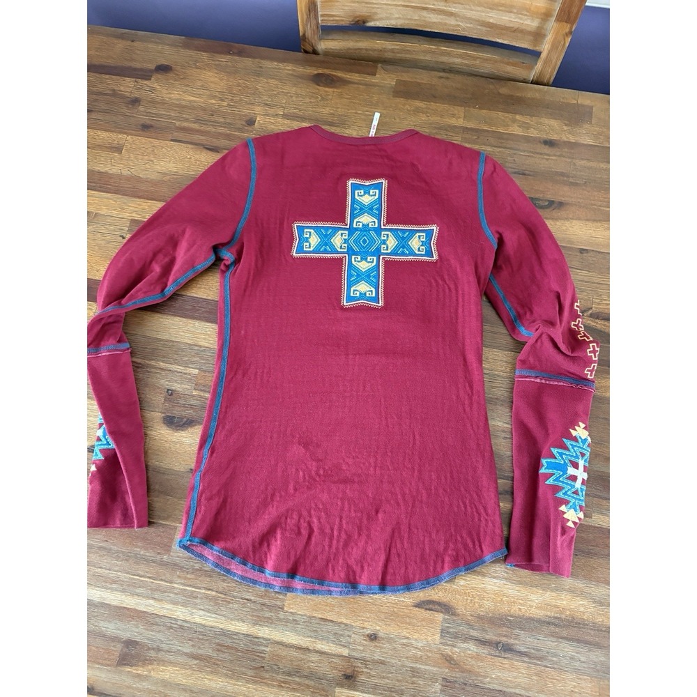 Alp-n-Rock Ladies Madeline Henley Shirt Women's Extra Small Deep Red Embroidered - Picture 16 of 16